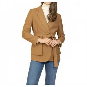 NEW JESSIE LIU women's belted short coat in camel